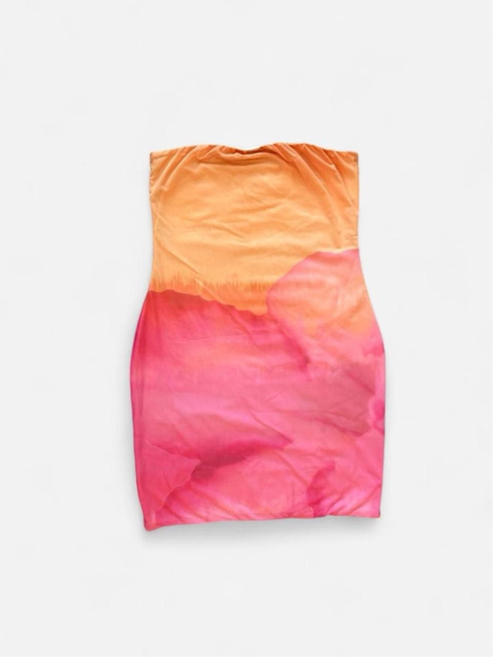 Tiger Mist Strapless Pink and Orange Ombre Bodycon Mini Dress